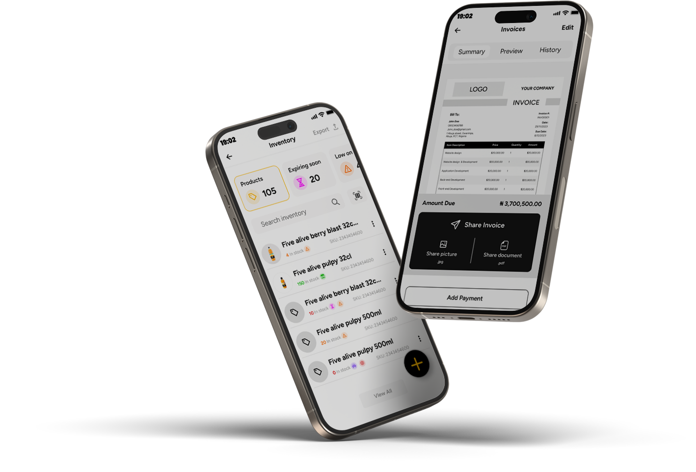 Invoyse app dashboard
